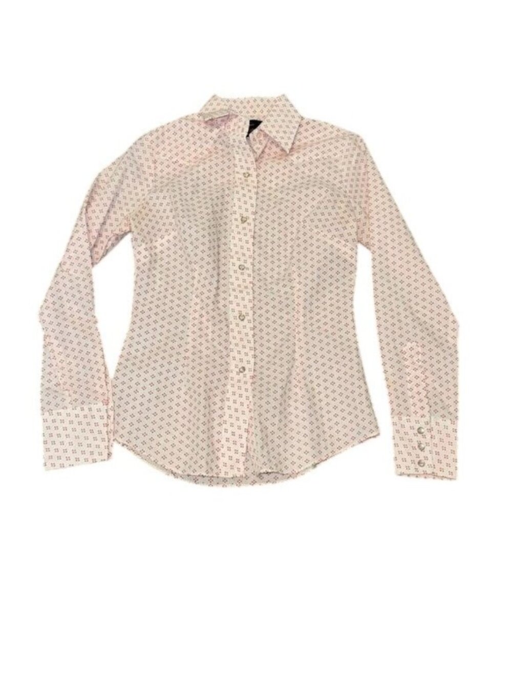 Champion Westerns Womens Long-Sleeve Button-Up Shirt Size 12 White With Red Dot